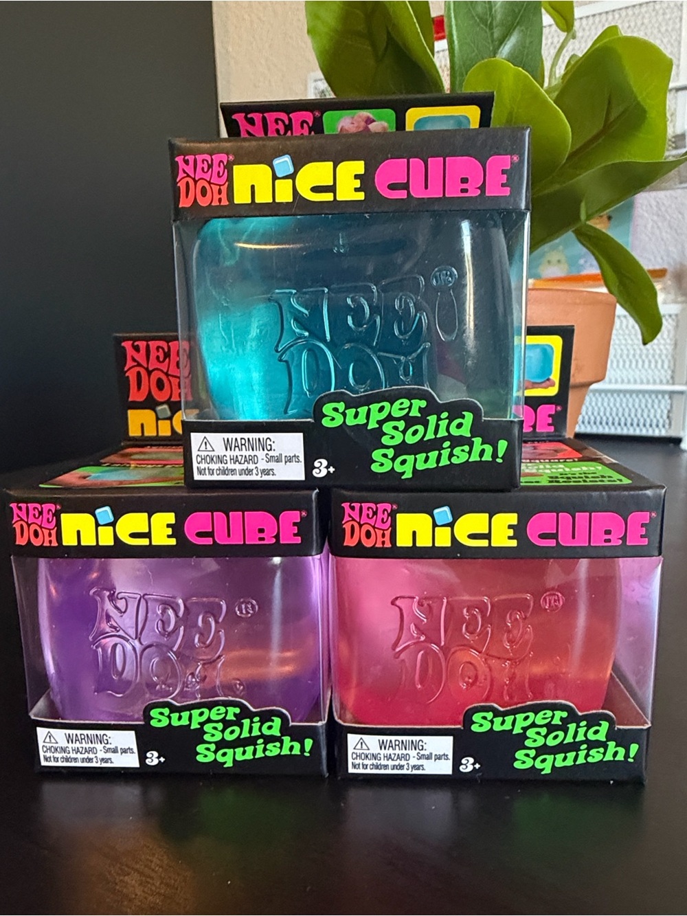 Three 3 Nee Doh Nice Ice cubes - Blue, Pink, Purple Authentic bundle bundle